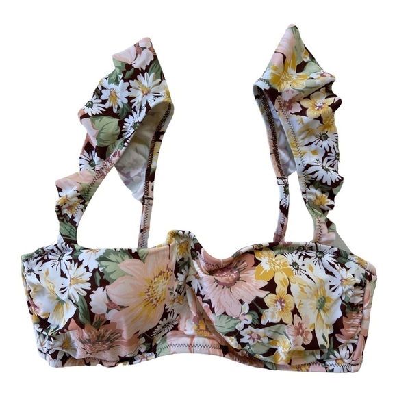 Shade & Shore Women’s Floral Ruffle Bralette Bikini Top Size 34C NWT - Picture 3 of 15